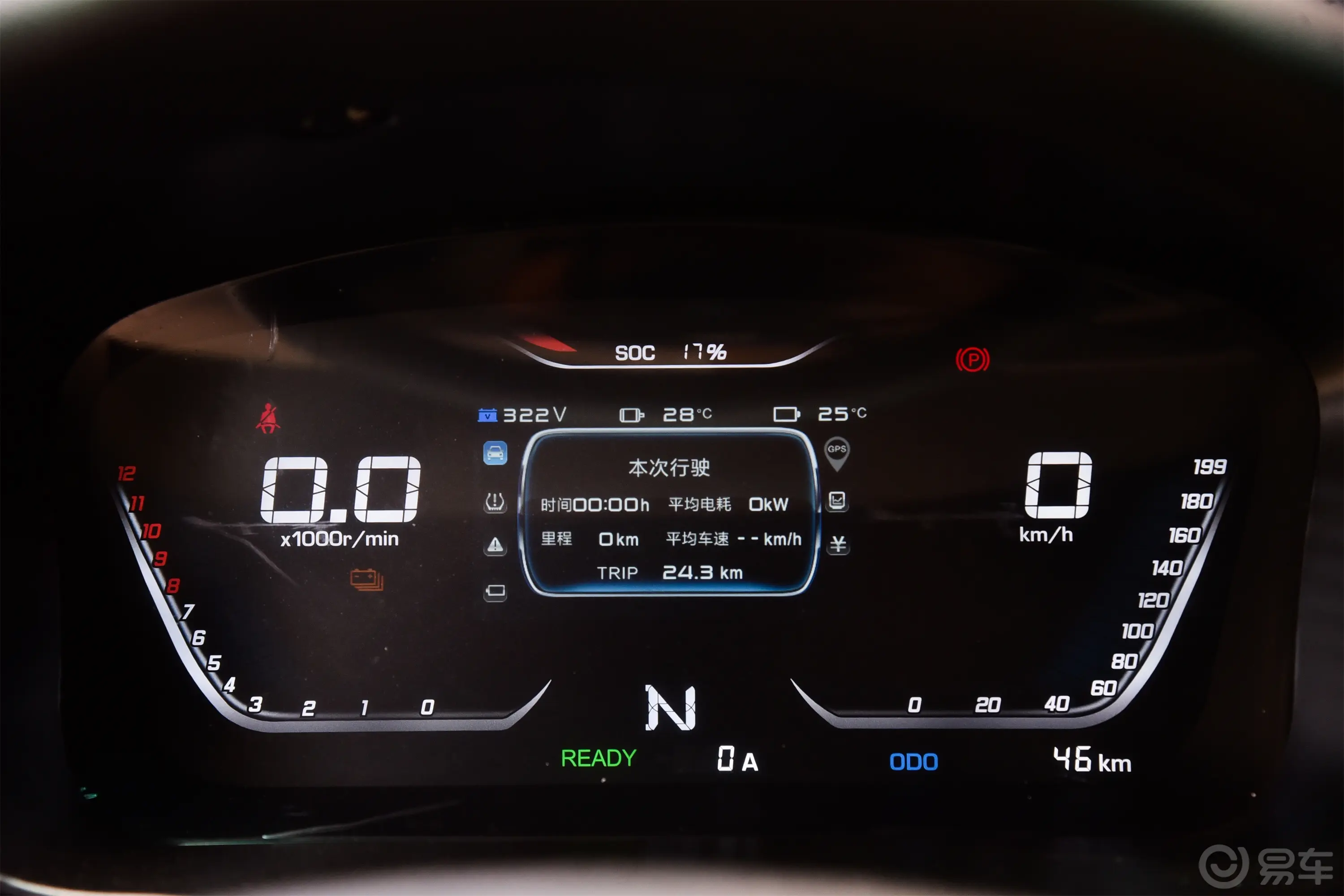 鑫源T5L EV280km 3.8米仓栅标准型仪表盘