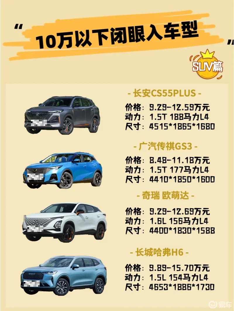 选车攻略 预算10万以下闭眼入的好车